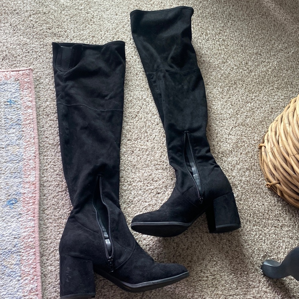 Unisa Black Suede Thigh High Boots